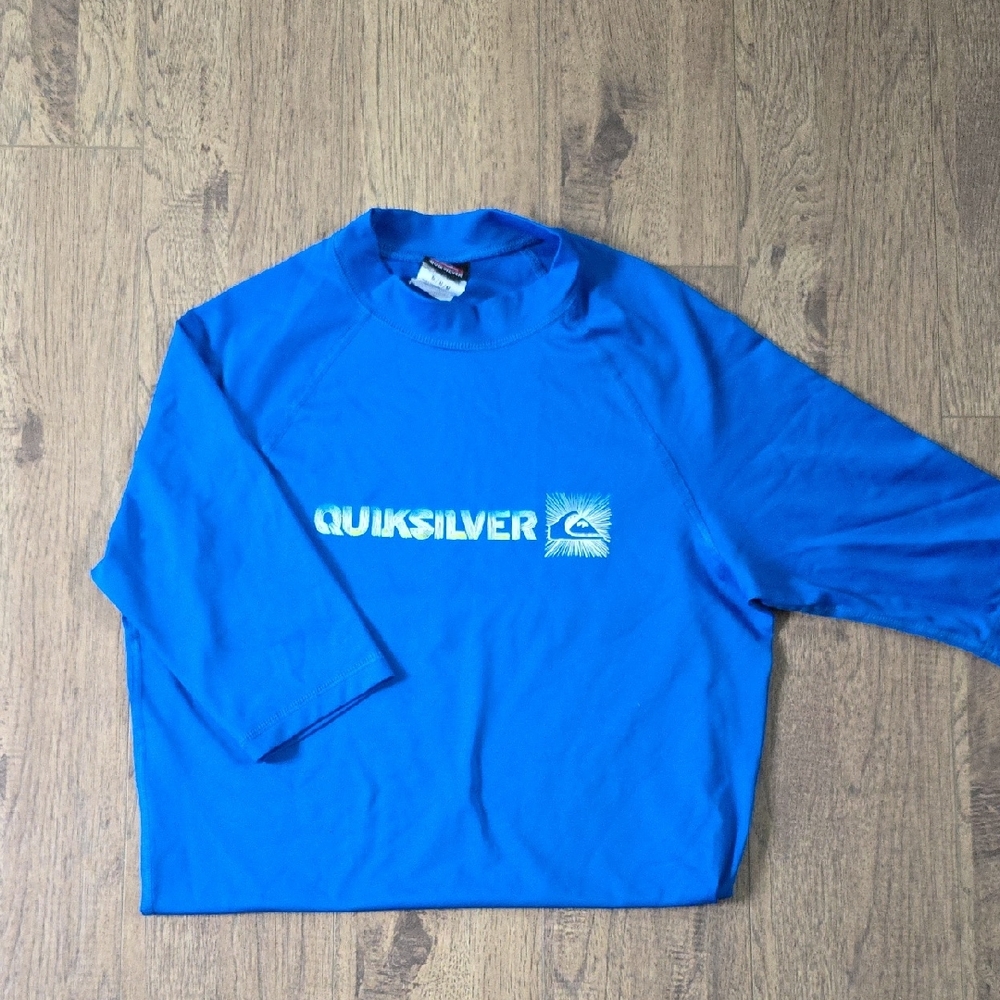 Mens Quiksiver Size M Rashguard, Blue, EUC